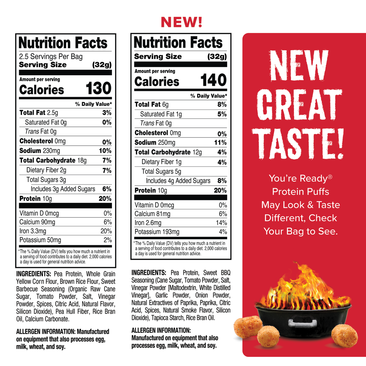 Ready Protein Puffs - Barbecue (6 x 2.5 Serving Bags)