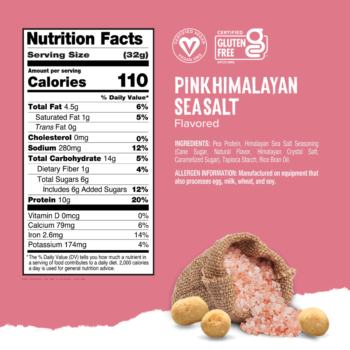 Ready Protein Puffs - Pink Himalayan Sea Salt (6 x 2.5 Serving Bags)