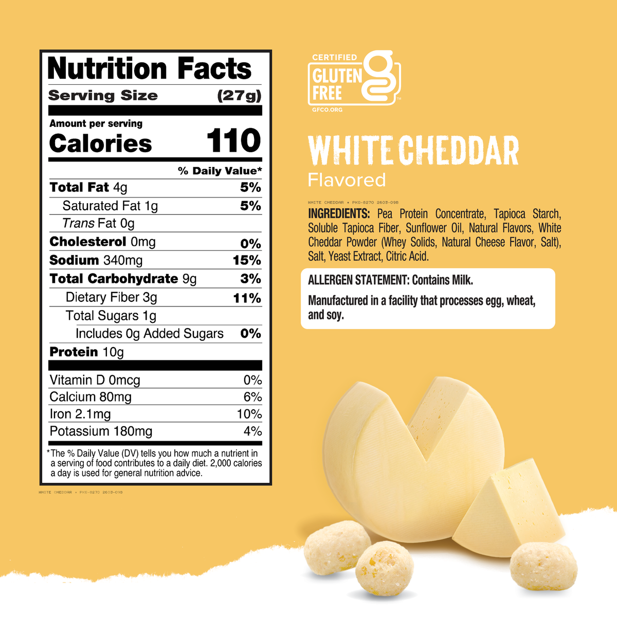 Ready Protein Puffs - White Cheddar (6 x 2.5 Serving Bags)
