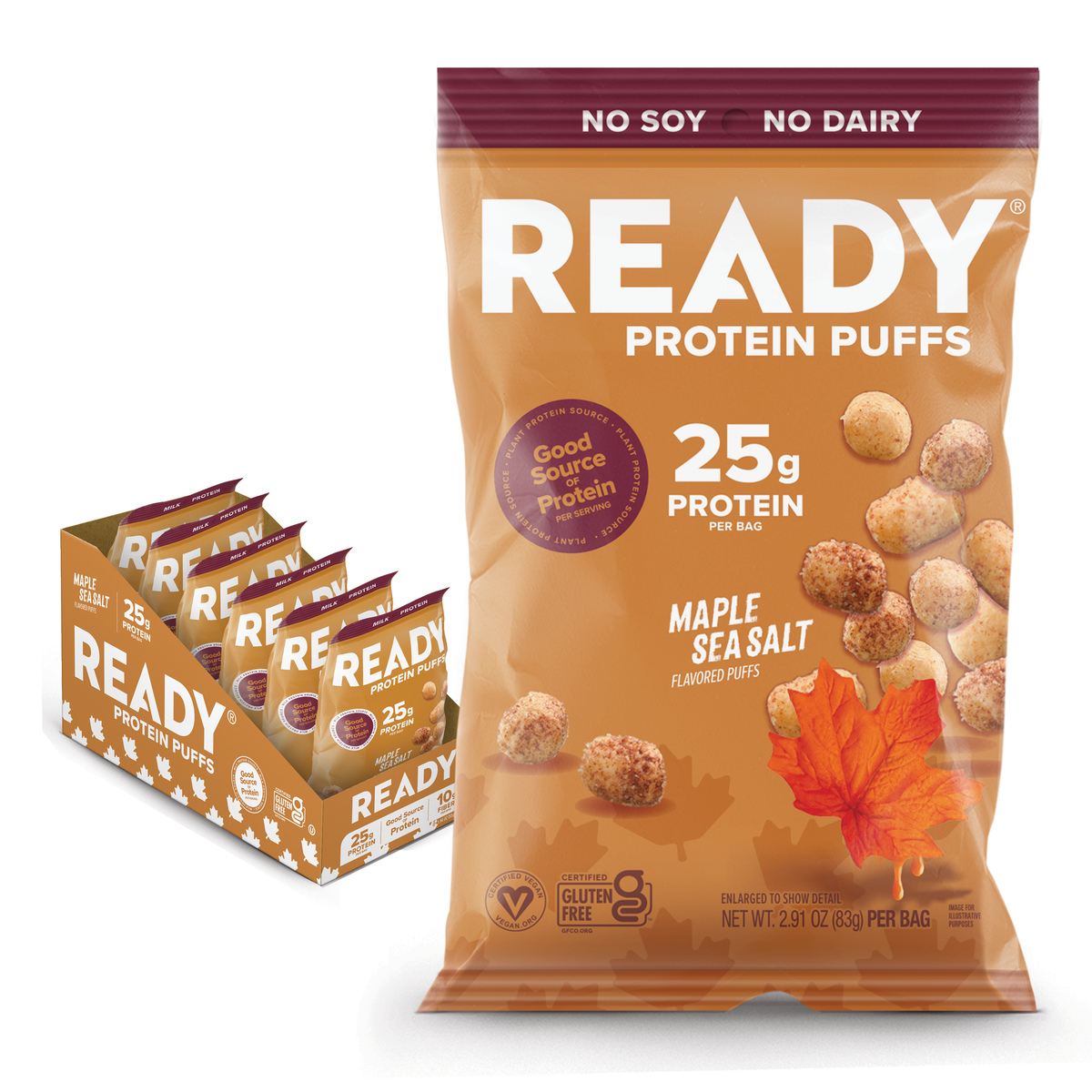 Ready Protein Puffs - Maple Sea Salt (6 x 2.5 Serving Bags)