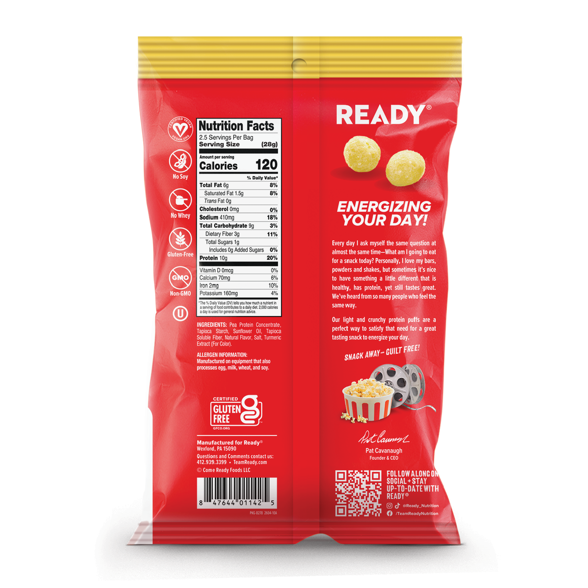 Ready Protein Puffs - Movie Theater Popcorn (6 x 2.5 Serving Bags)