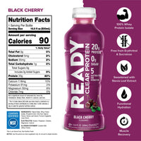 Ready Clear Protein Water 20g - Black Cherry (12 x 16.9oz)