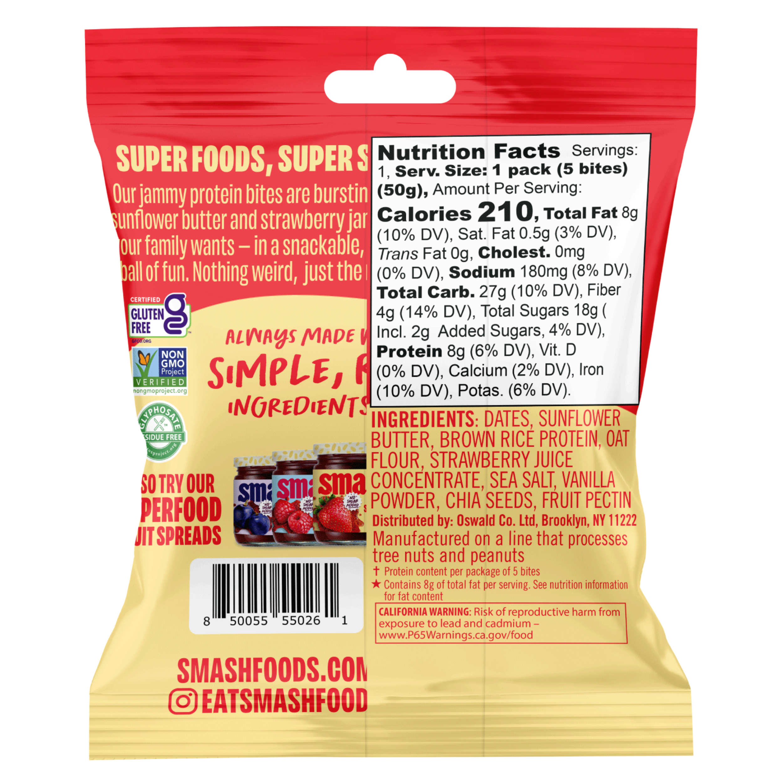 Sunflower Butter & Strawberry Jammy Protein Bites | Case of 48 Bags