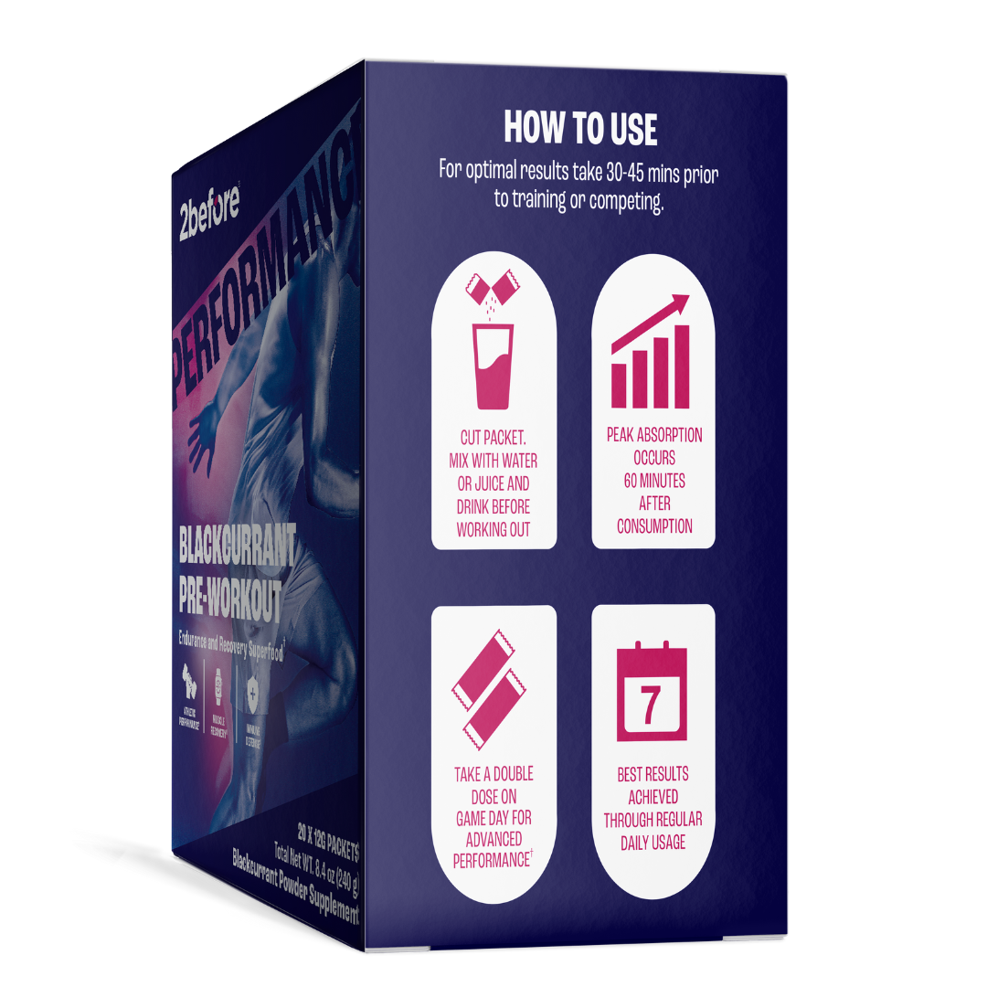 2before Blackcurrant Pre-Workout - Caffeine Free - Single-Serve Sachets