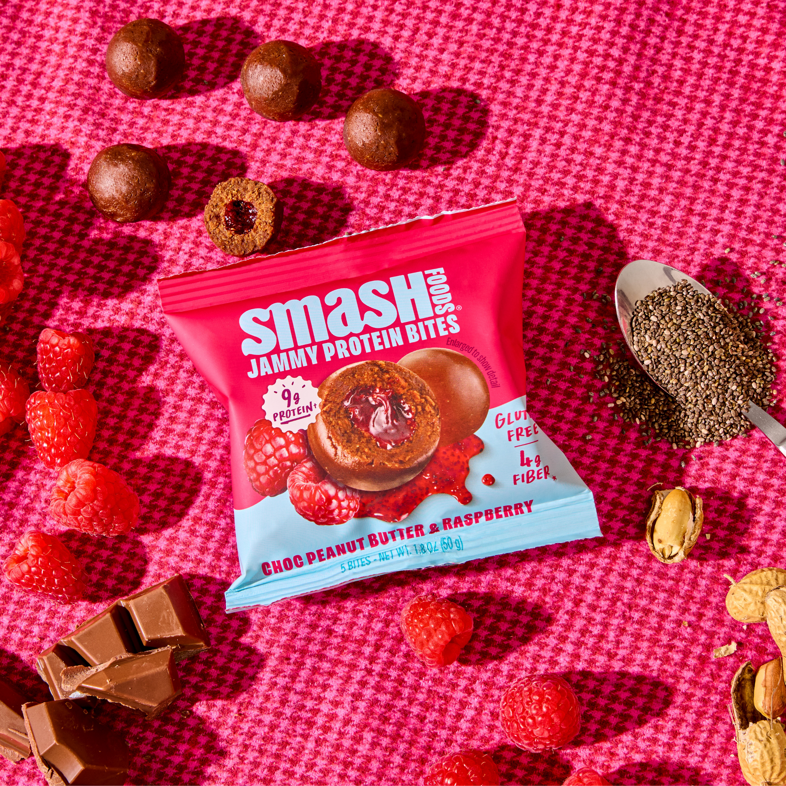 Choc Peanut Butter & Raspberry Jammy Protein Bites | Case of 48 Bags