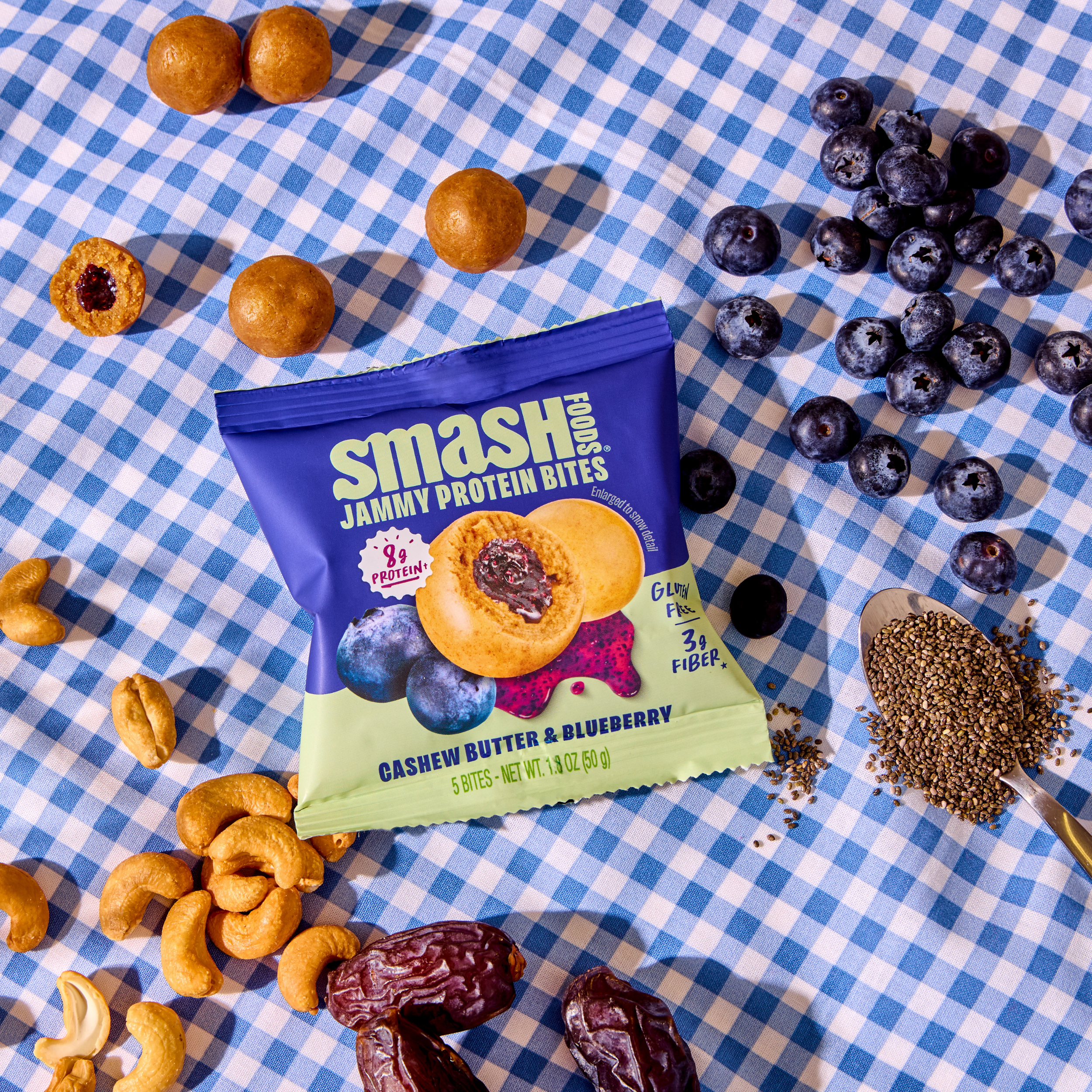 Cashew Butter & Blueberry Jammy Protein Bites | Case of 48 Bags