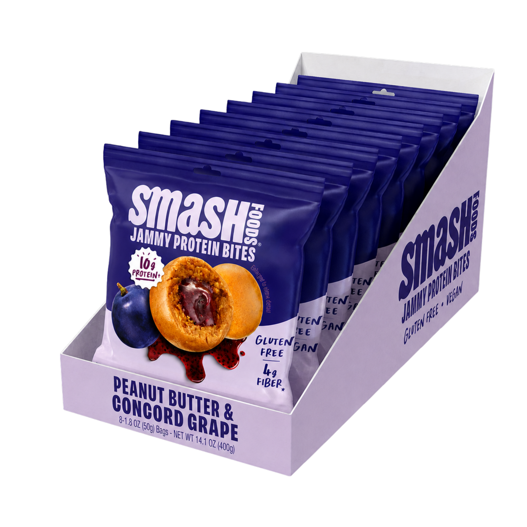 Peanut Butter & Concord Grape Jammy Protein Bites | Case of 48 Bags
