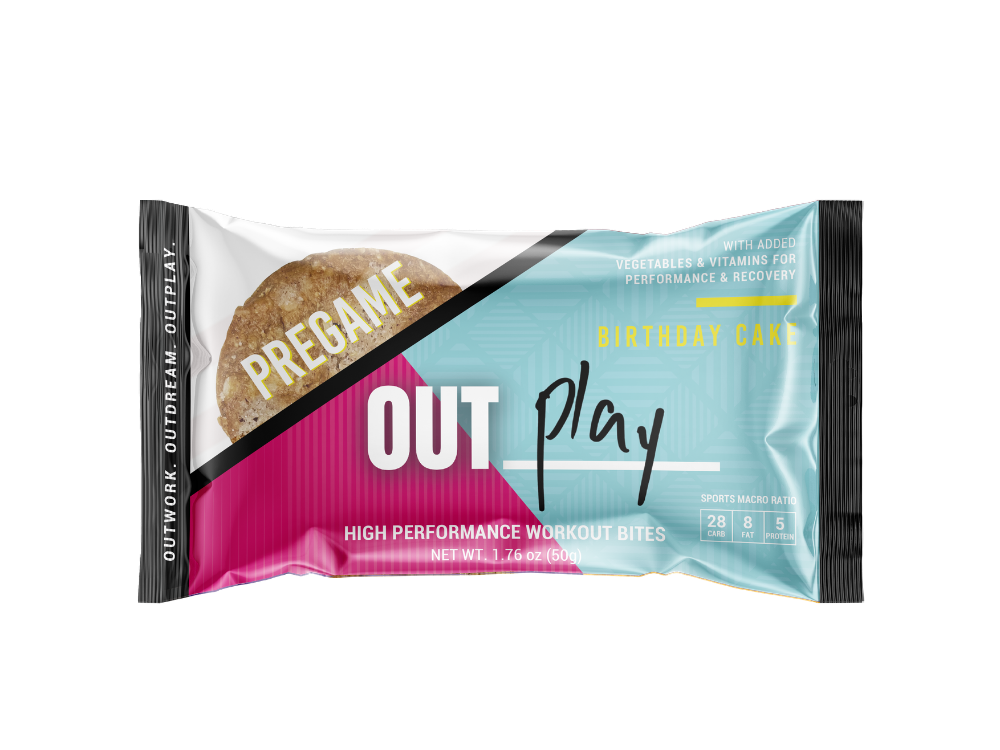 OUTPLAY Soft-Baked Carb Bar, Birthday Cake | 29g Carbs | 72ct Case