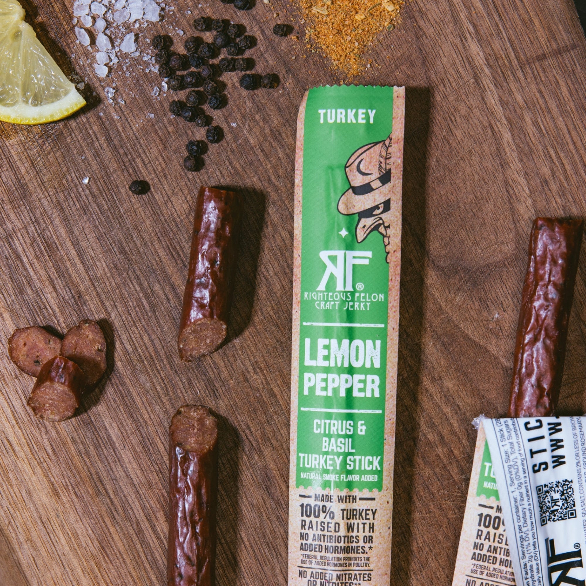 Righteous Felon Lemon Pepper Turkey Stick 1oz Master Case 144ct (6/24ct)