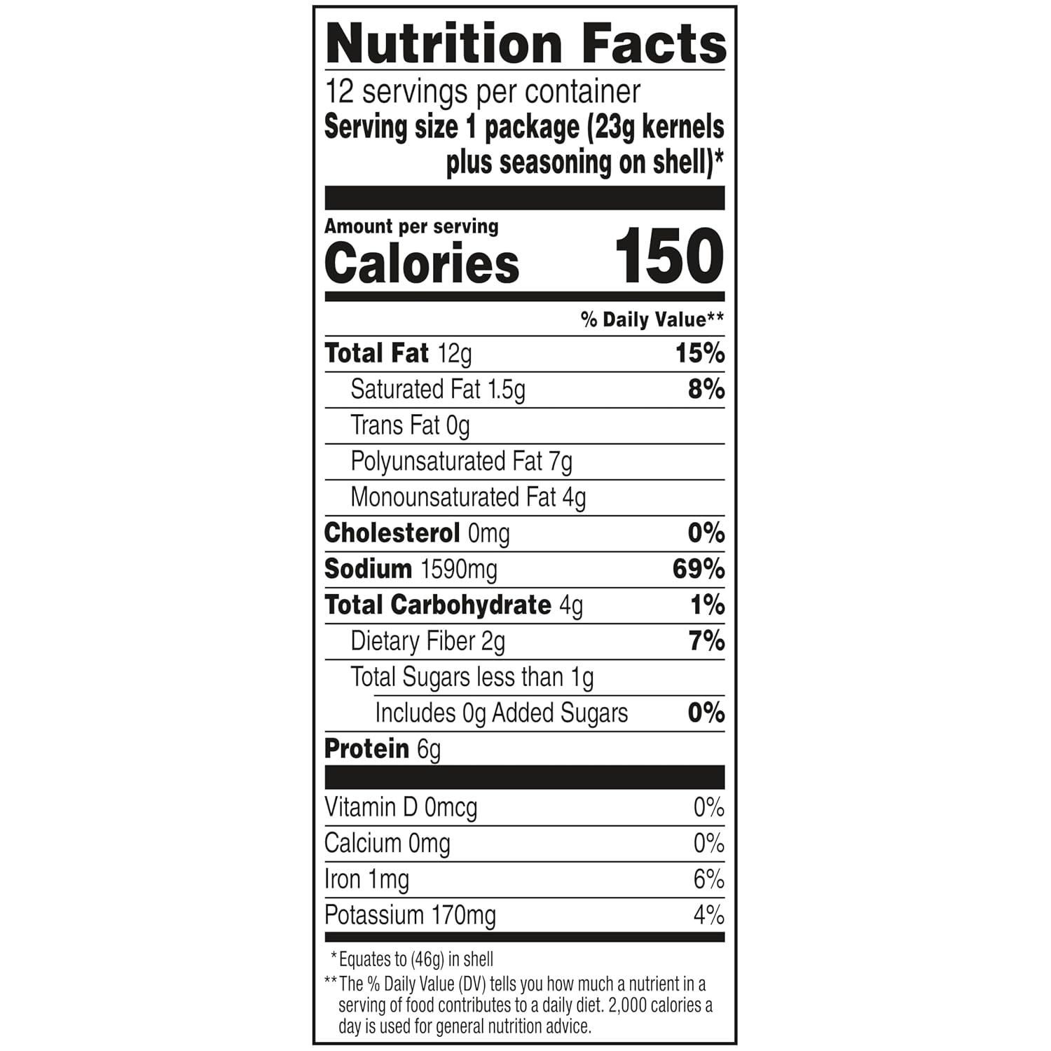 David Bar-B-Q Sunflower Seeds nutrition facts panel