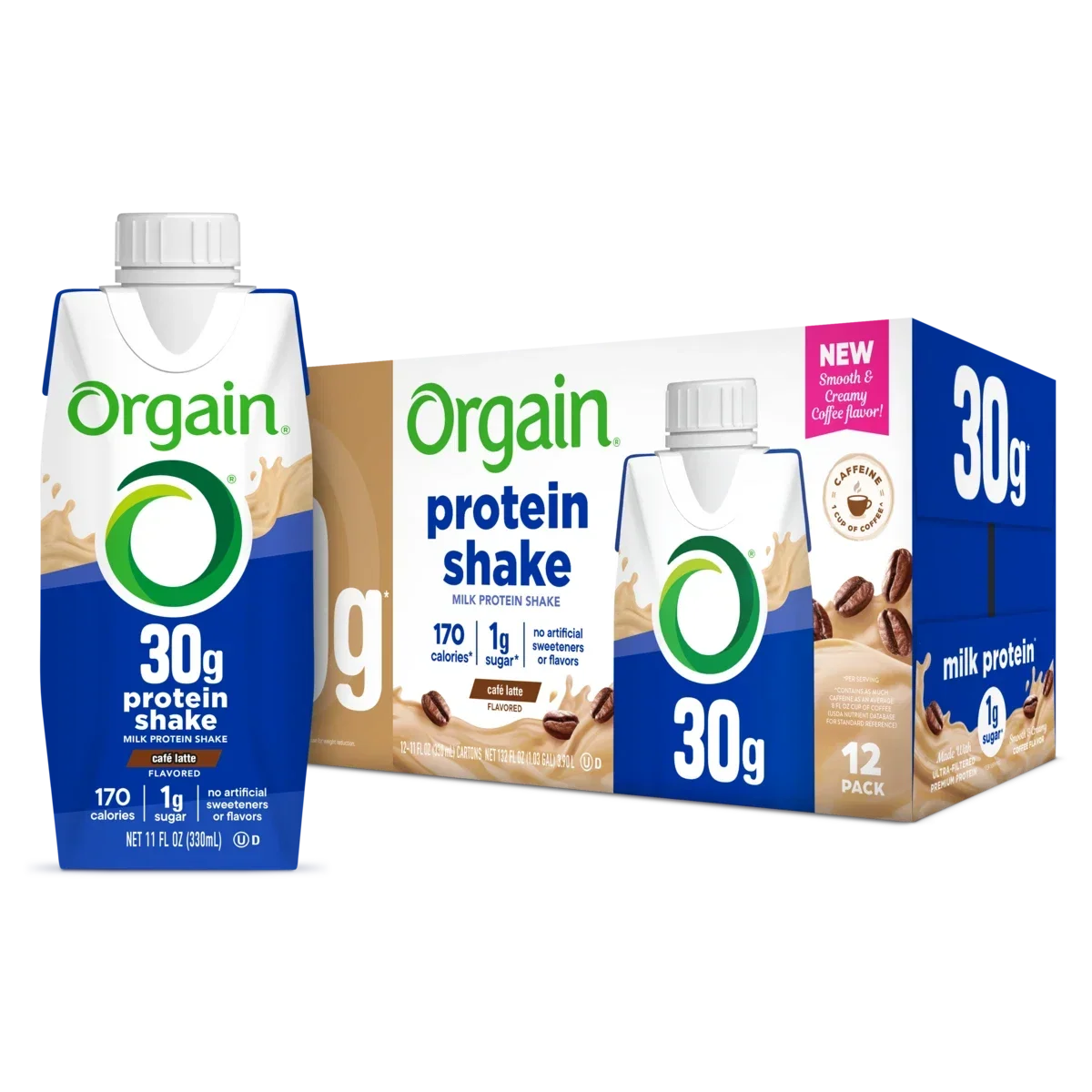Orgain 30g Protein Shake - Café Latte (3 4-Packs)