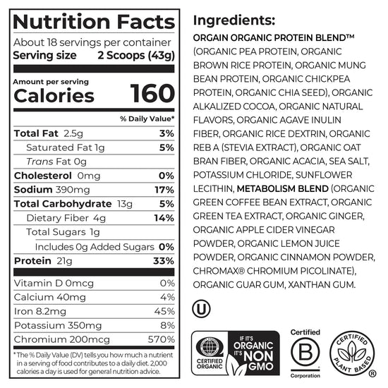 Orgain Organic Protein™ + Metabolism Blend (Case of 12)
