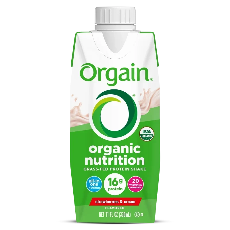 Orgain Organic Nutrition Grass-Fed Shake - Strawberries & Cream (3 4-Packs)