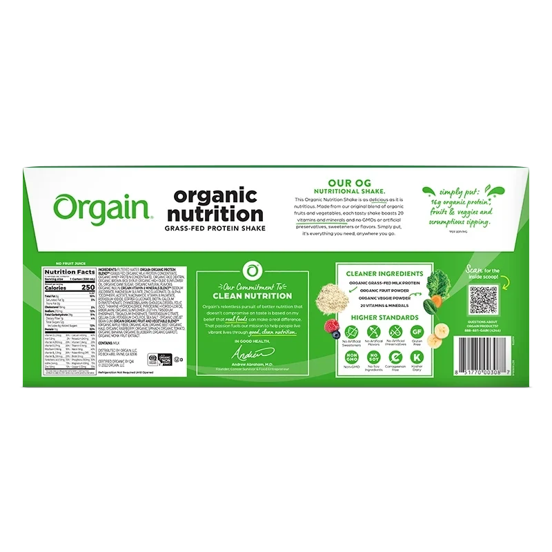 Orgain Organic Nutrition Grass-Fed Shake (Case of 12)