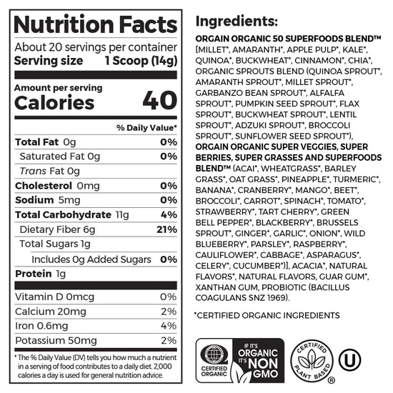 Orgain Organic Superfoods + Probiotics (Case of 12)