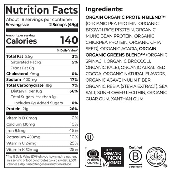 Orgain Organic Protein™ + Greens Powder (Case of 12)