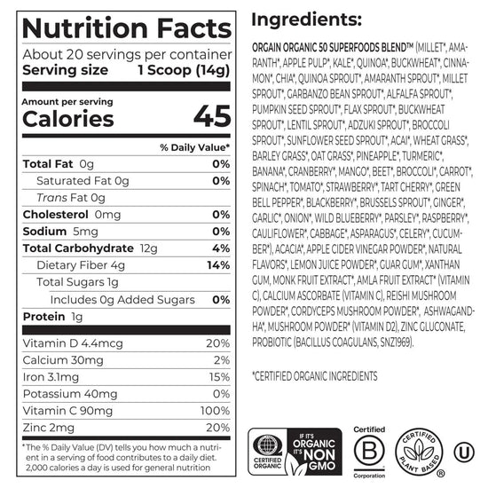 Orgain Organic Superfoods + ImmunityUp!™ Powder - Honeycrisp Apple (Case of 12)