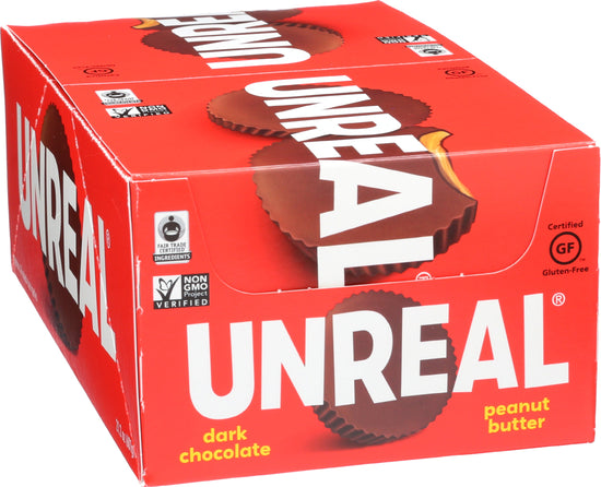 UNREAL - Mini Dark Chocolate Peanut Butter Cups (Caddy of 40 Individually Wrapped Cups)