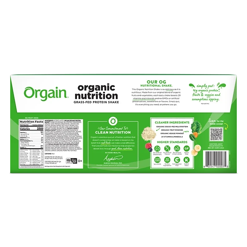 Orgain Organic Nutrition Grass-Fed Shake (Case of 12)