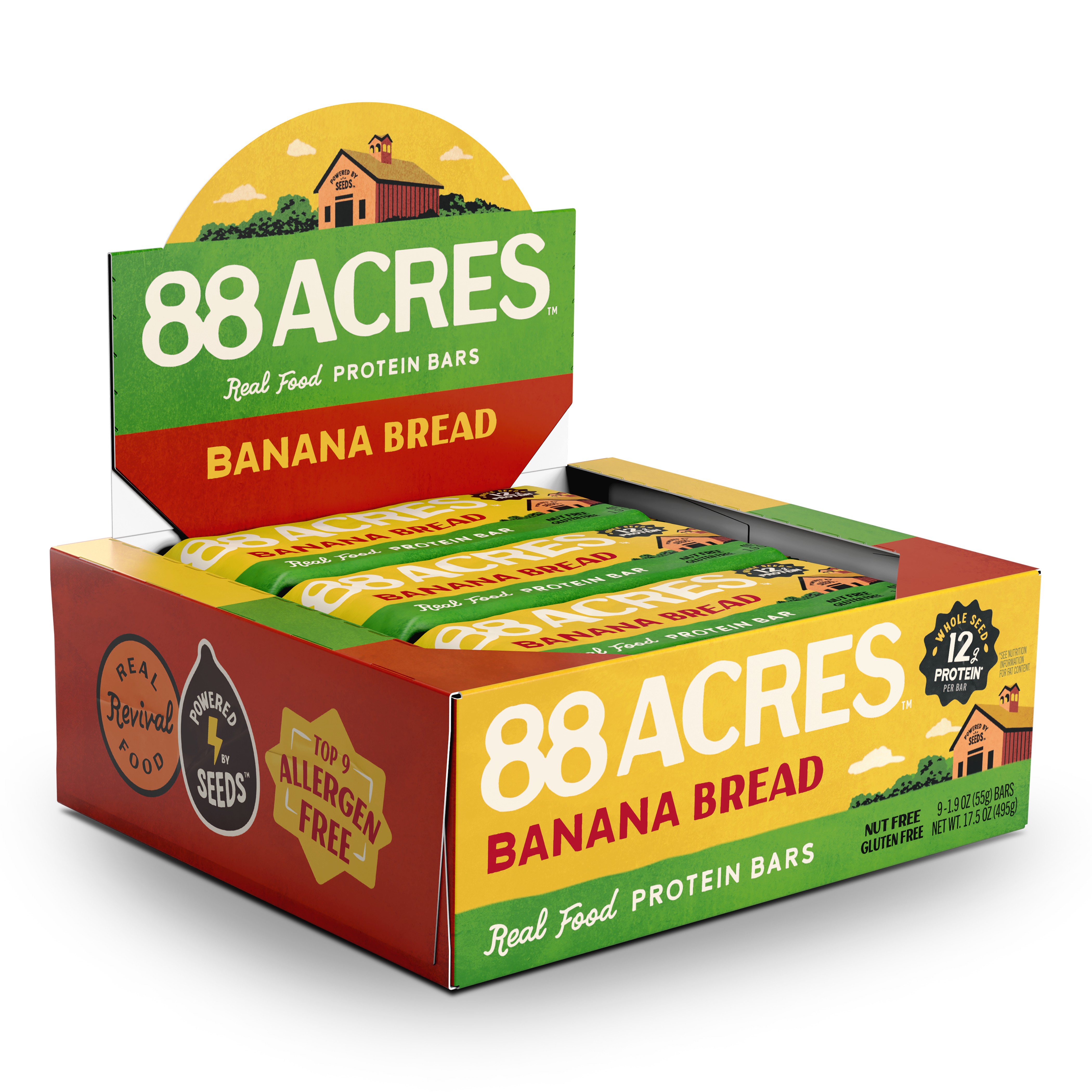88 Acres Banana Bread Pumpkin Seed Protein Bar 1.9oz (9ct)