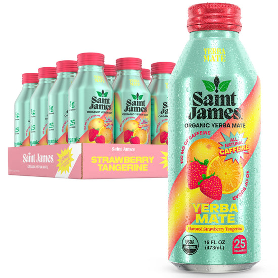 Saint James Strawberry Tangerine Yerba Mate - 150 mg Caffeine (12 Count)