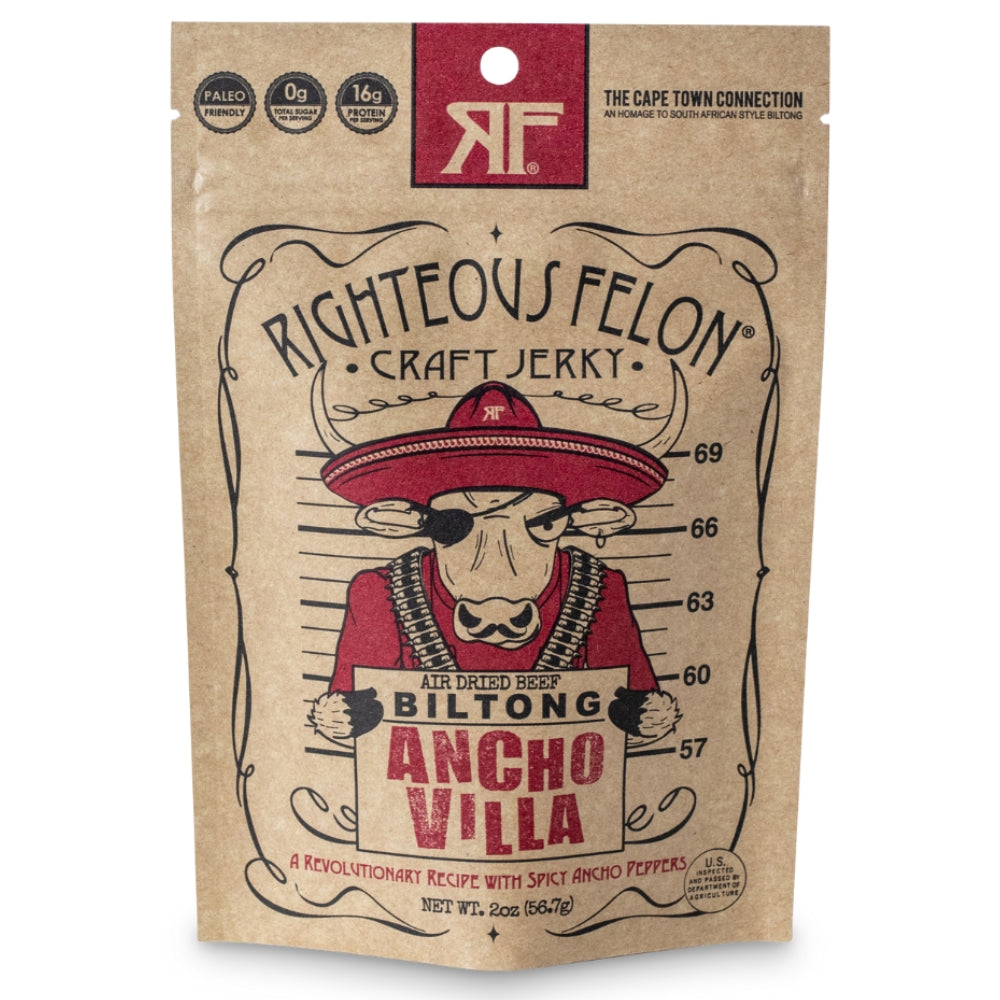 Righteous Felon Ancho Villa Biltong 2oz (8ct)