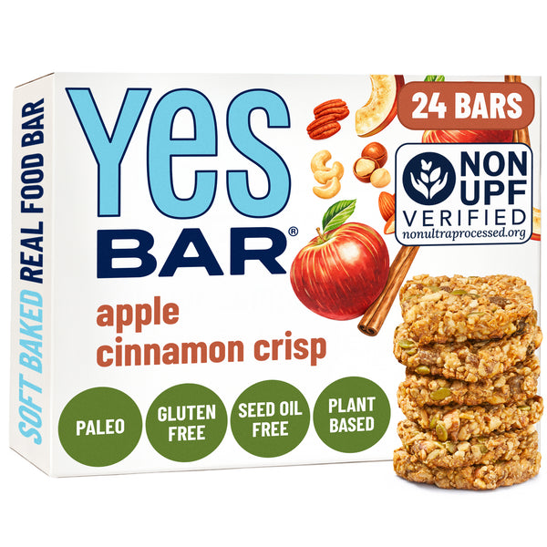 YES BAR Apple Cinnamon Crisp - The Clean Fuel Bar Athletes Crave (24 Pack)