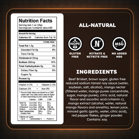 BULK All-Natural Tropical Mango Brisket Jerky (Bulk sizes available)