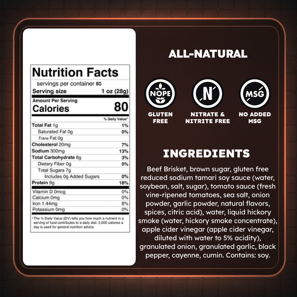 BULK All-Natural Buzzin' BBQ Brisket Jerky (Bulk sizes available)