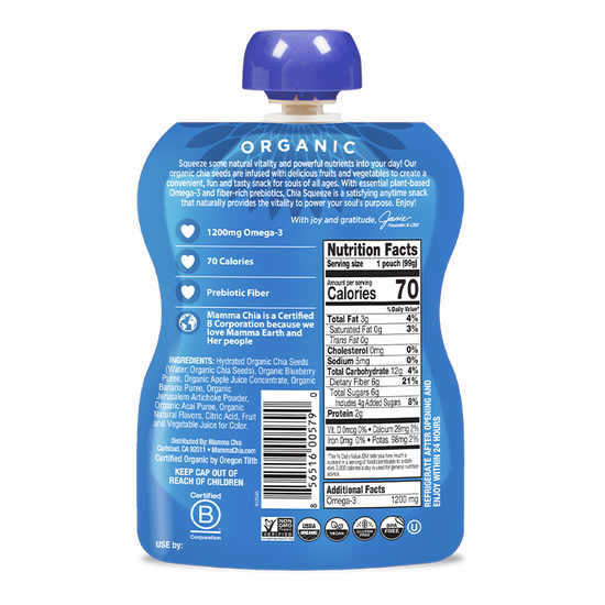 Blueberry Acai Organic Chia Prebiotic Squeeze