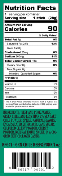 Pearson Ranch Green Chile Beef & Pork Snack Stick - 24 Count Caddy