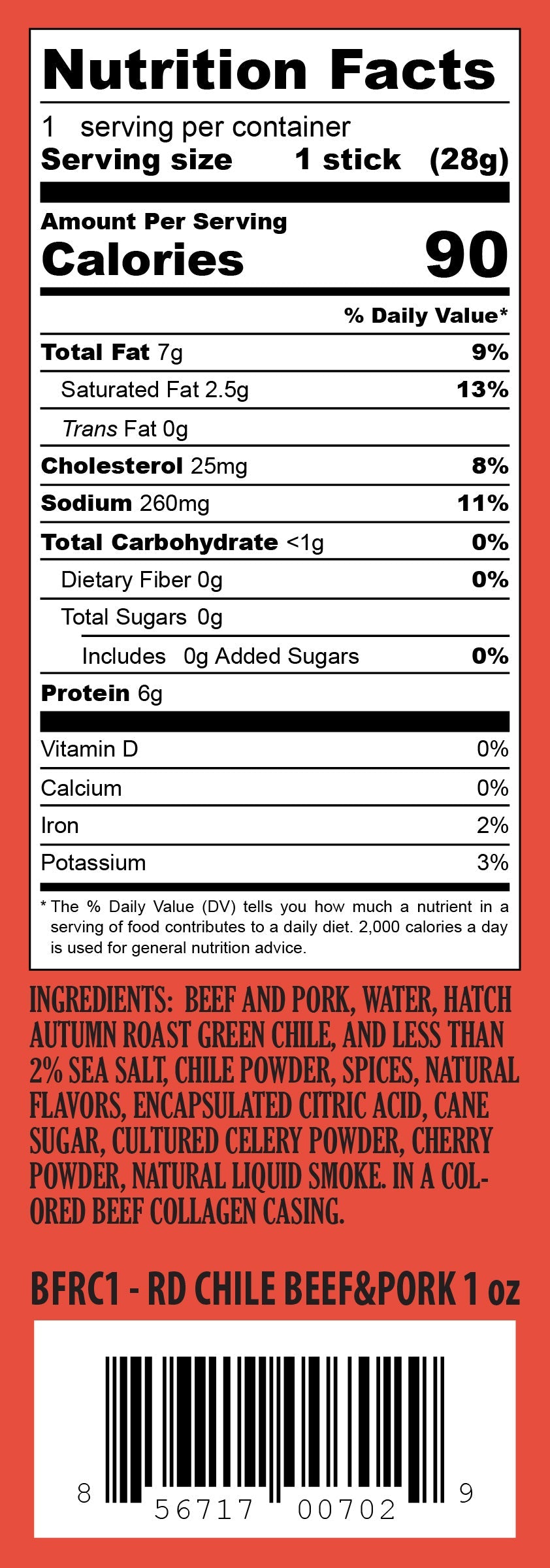 Pearson Ranch Autumn Blend Chile Beef & Pork Snack Stick - 24 Count Caddy