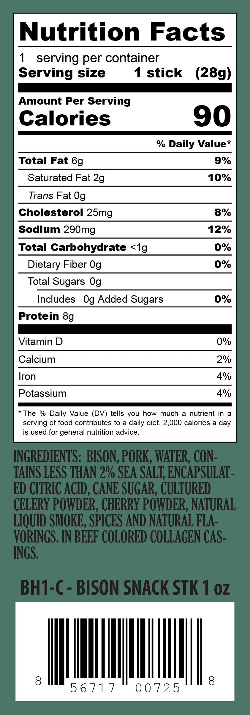 Pearson Ranch Bison Single Snack Stick - 24 Count Caddy