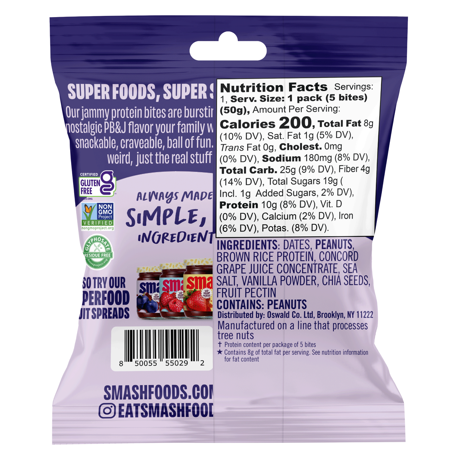 Peanut Butter & Concord Grape Jammy Protein Bites | Case of 48 Bags