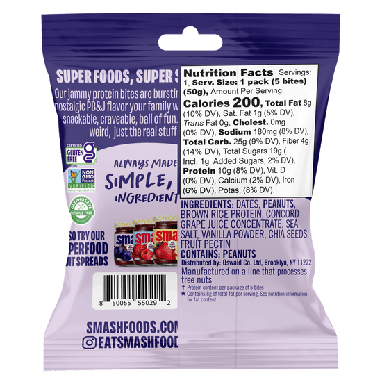 Peanut Butter & Concord Grape Jammy Protein Bites | Case of 48 Bags