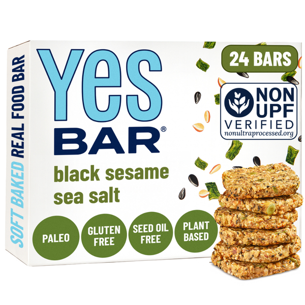 YES BAR Black Sesame Sea Salt - The Clean Fuel Bar Athletes Crave (24 Pack)