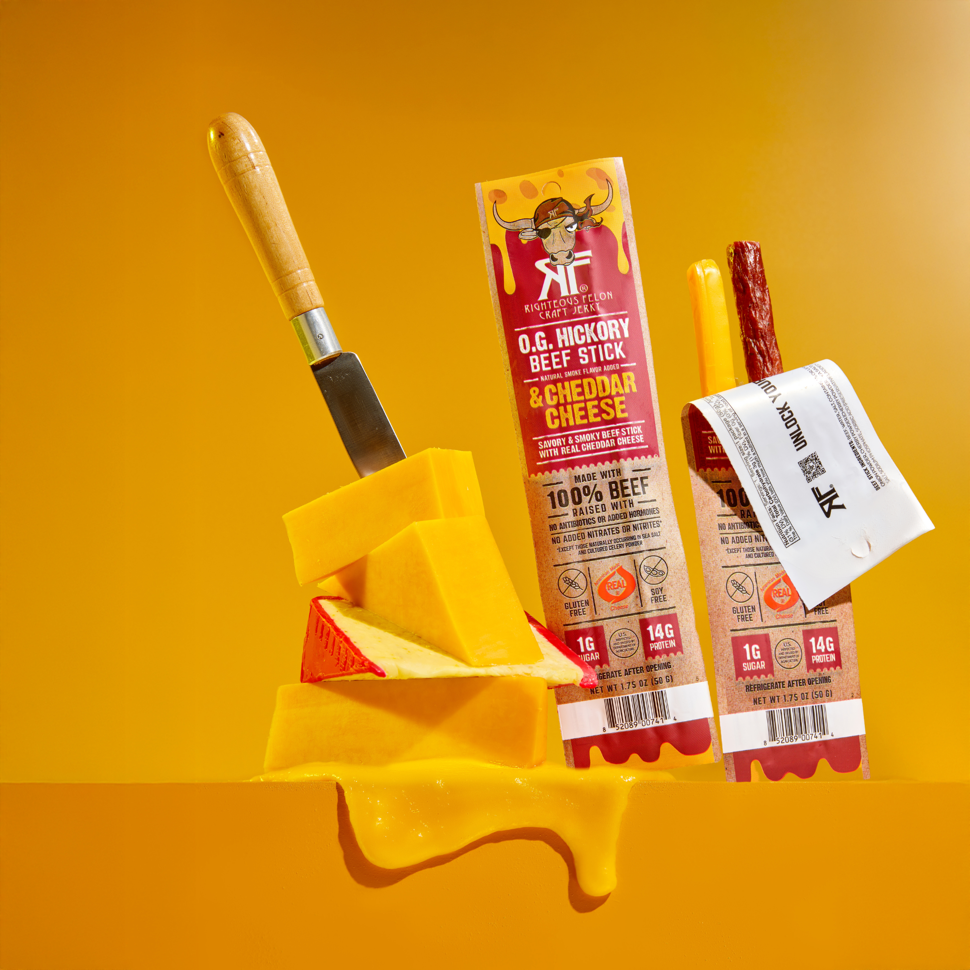 Righteous Felon O.G. Hickory Beef & Cheddar Cheese Stick Combo 1.75oz (10ct)