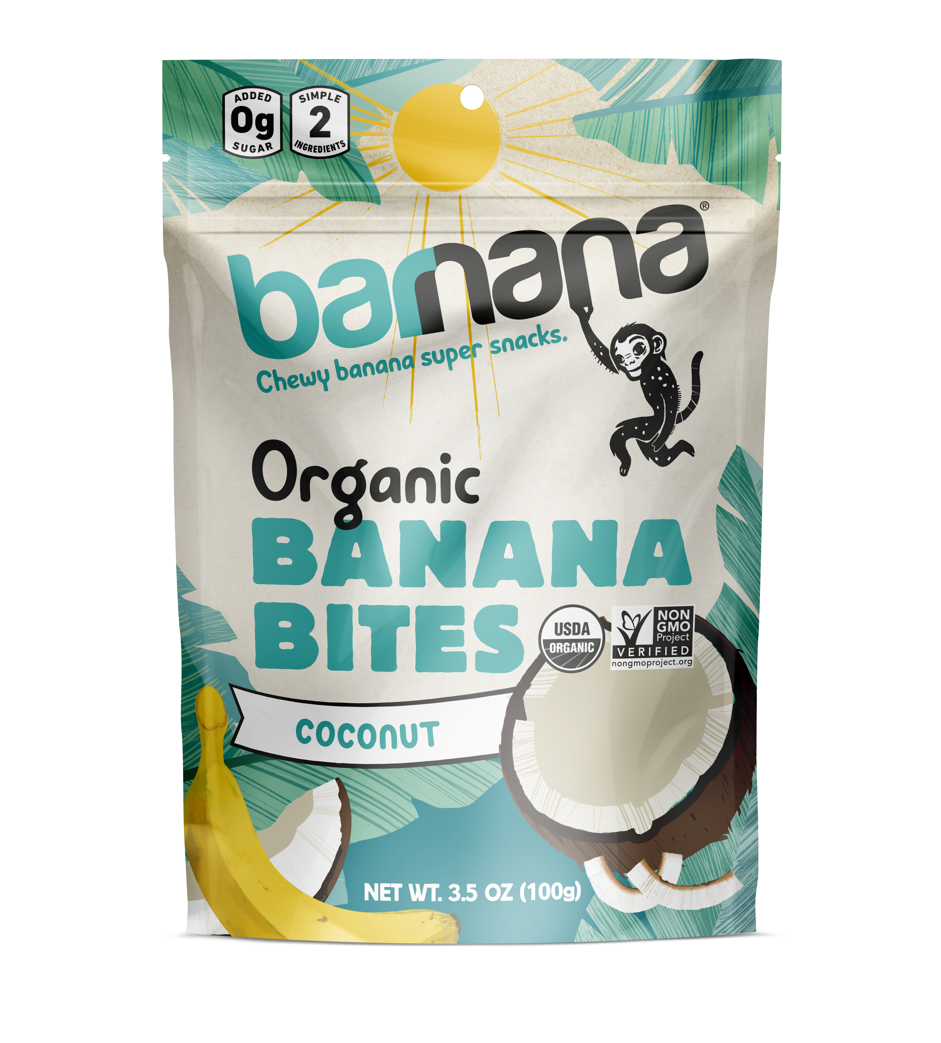 (100g, 12 Pack) Organic COCONUT Banana Bites