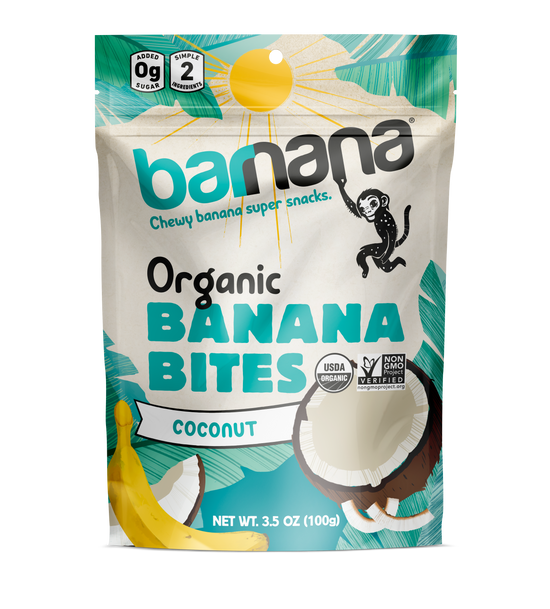 (100g, 12 Pack) Organic COCONUT Banana Bites