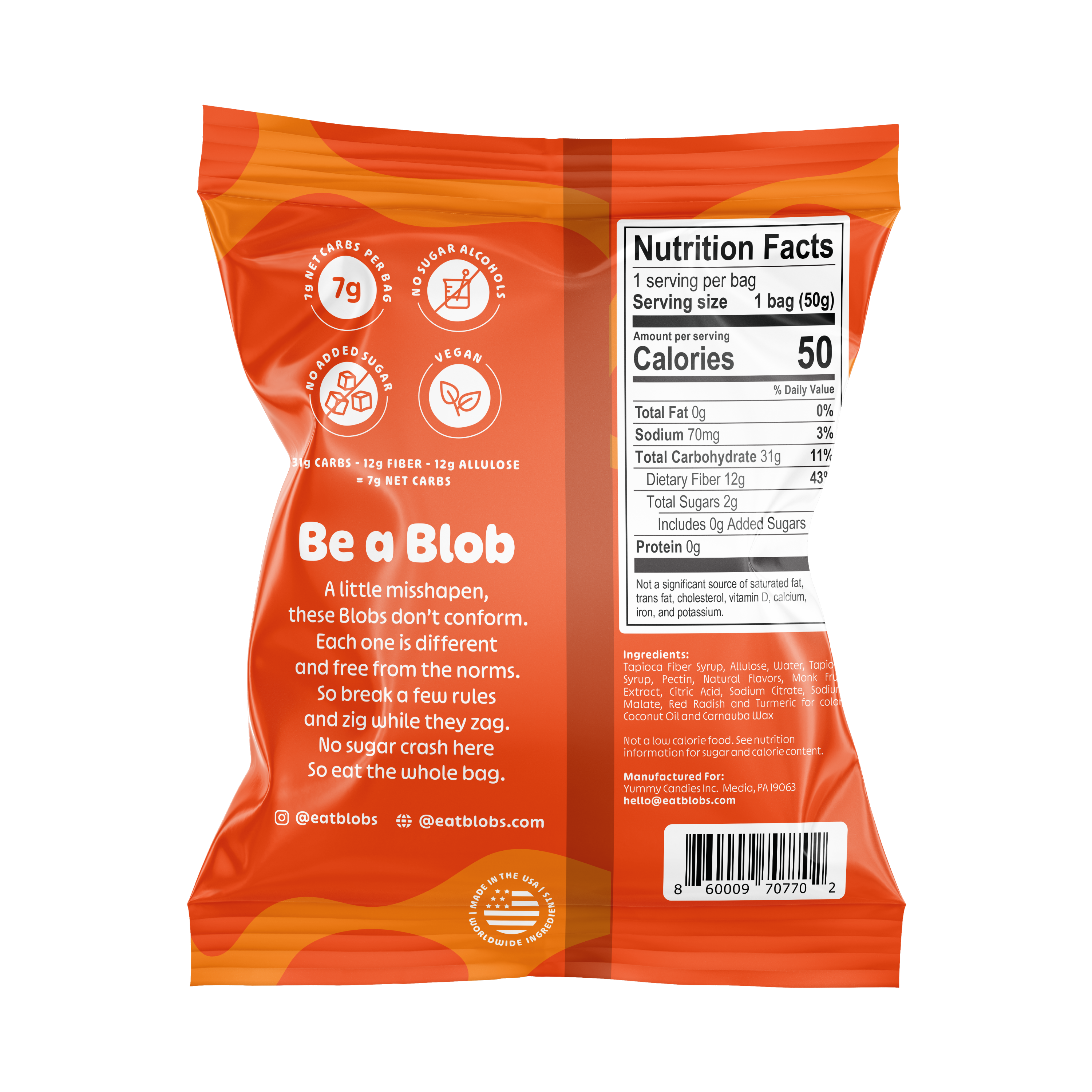 Blobs Orange Peach Gummy Candy 1.8oz (6ct)