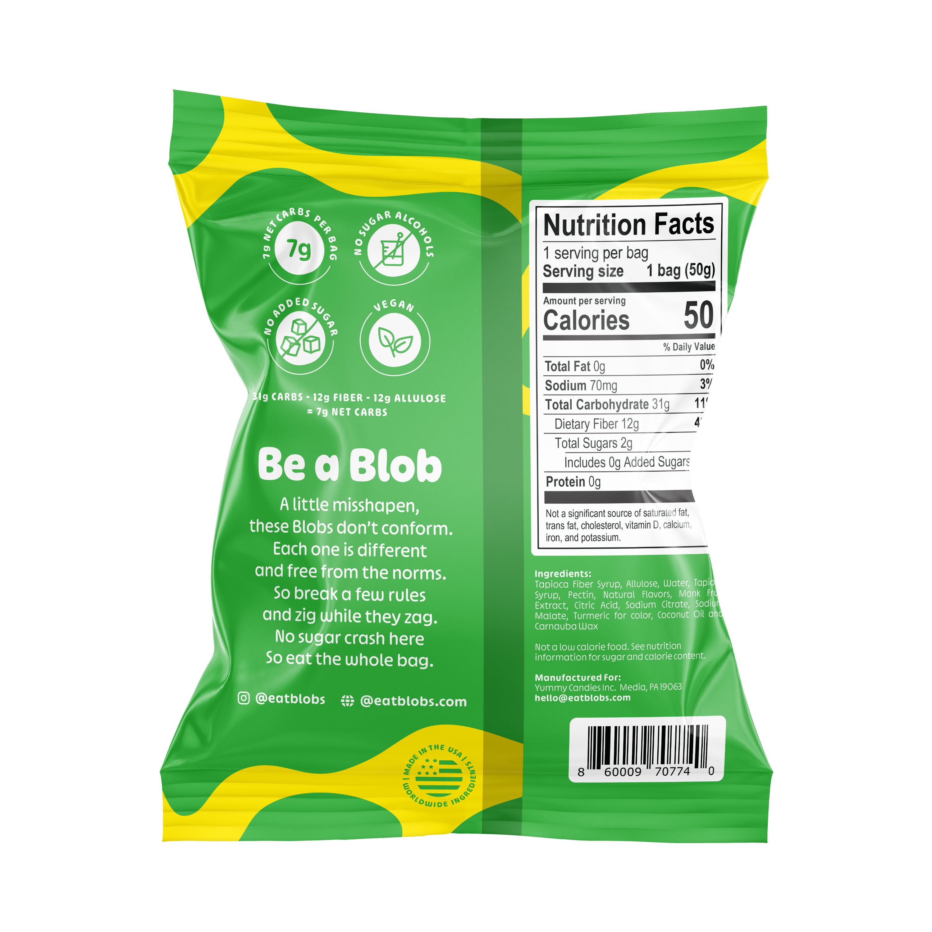 Blobs Passion Fruit Pineapple Gummy Candy 1.8oz (6ct)