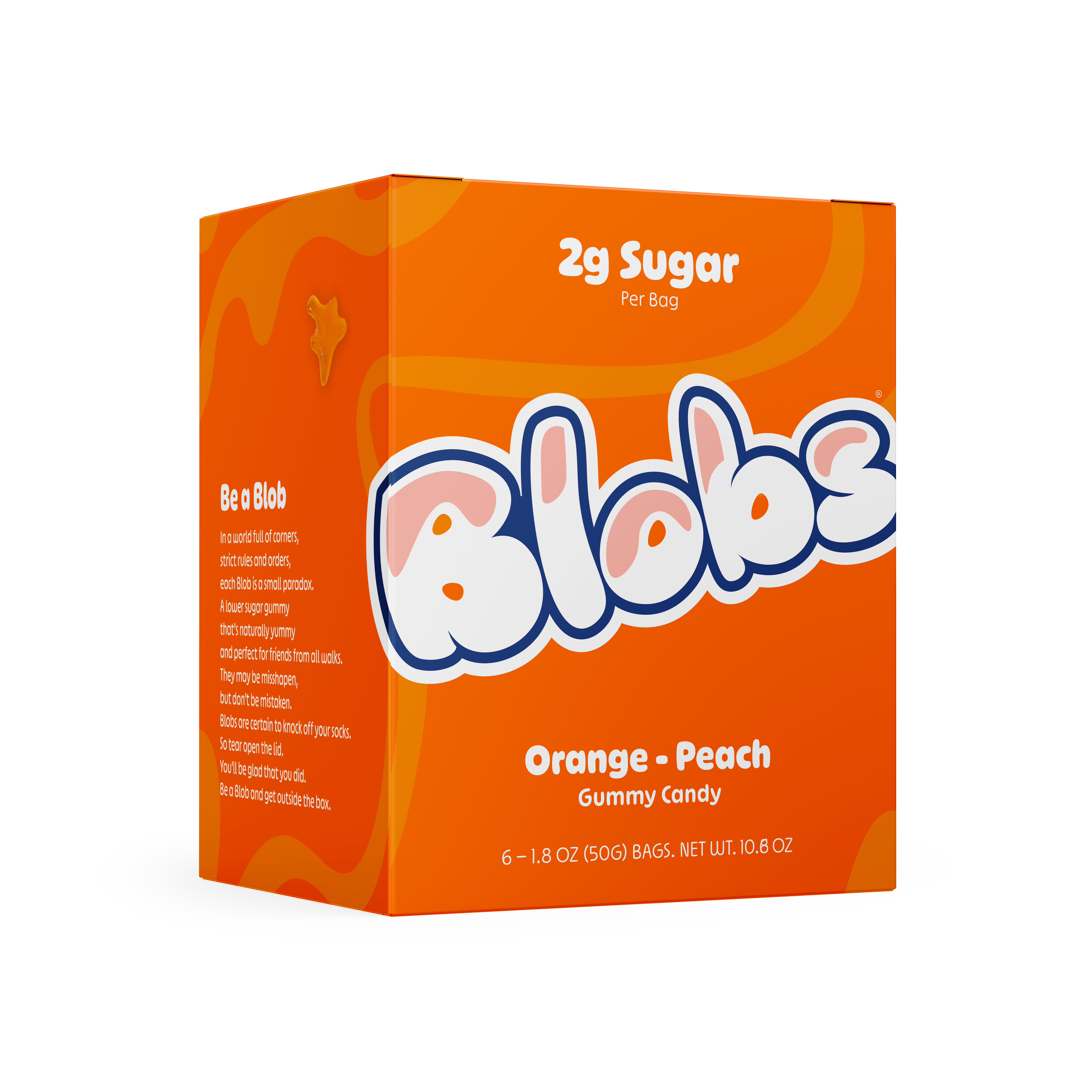 Blobs Orange Peach Gummy Candy 1.8oz (6ct)