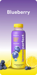 Lemon Perfect Blueberry, Flavored Lemon Water, Organic, Zero Sugar, 15.2 fl oz Bottles (12-Pack)