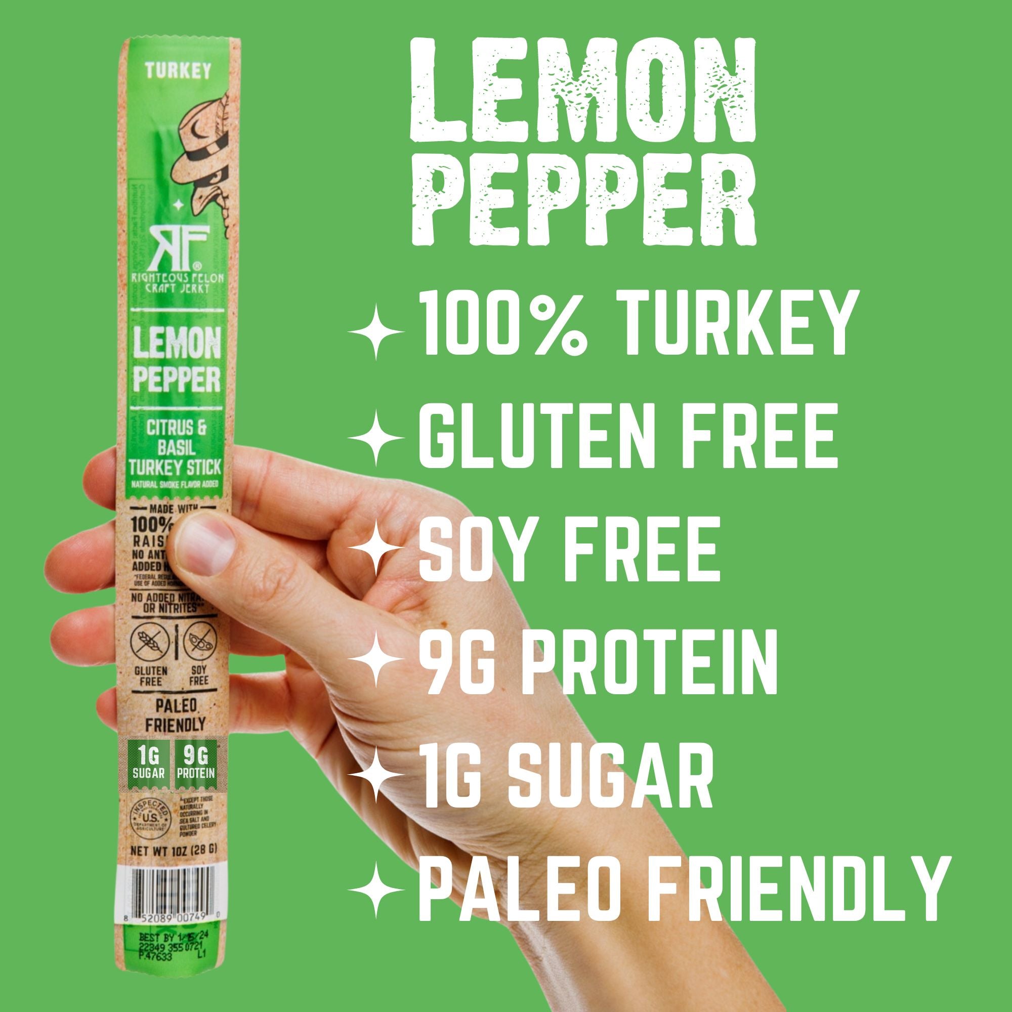 Righteous Felon Lemon Pepper Turkey Stick 1oz (24ct)