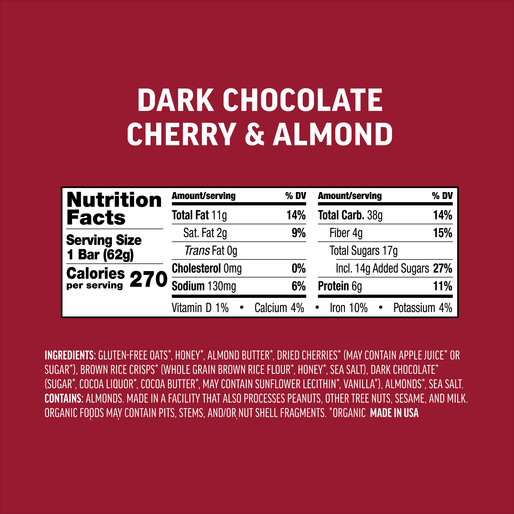 Dark Chocolate Cherry & Almond Bars