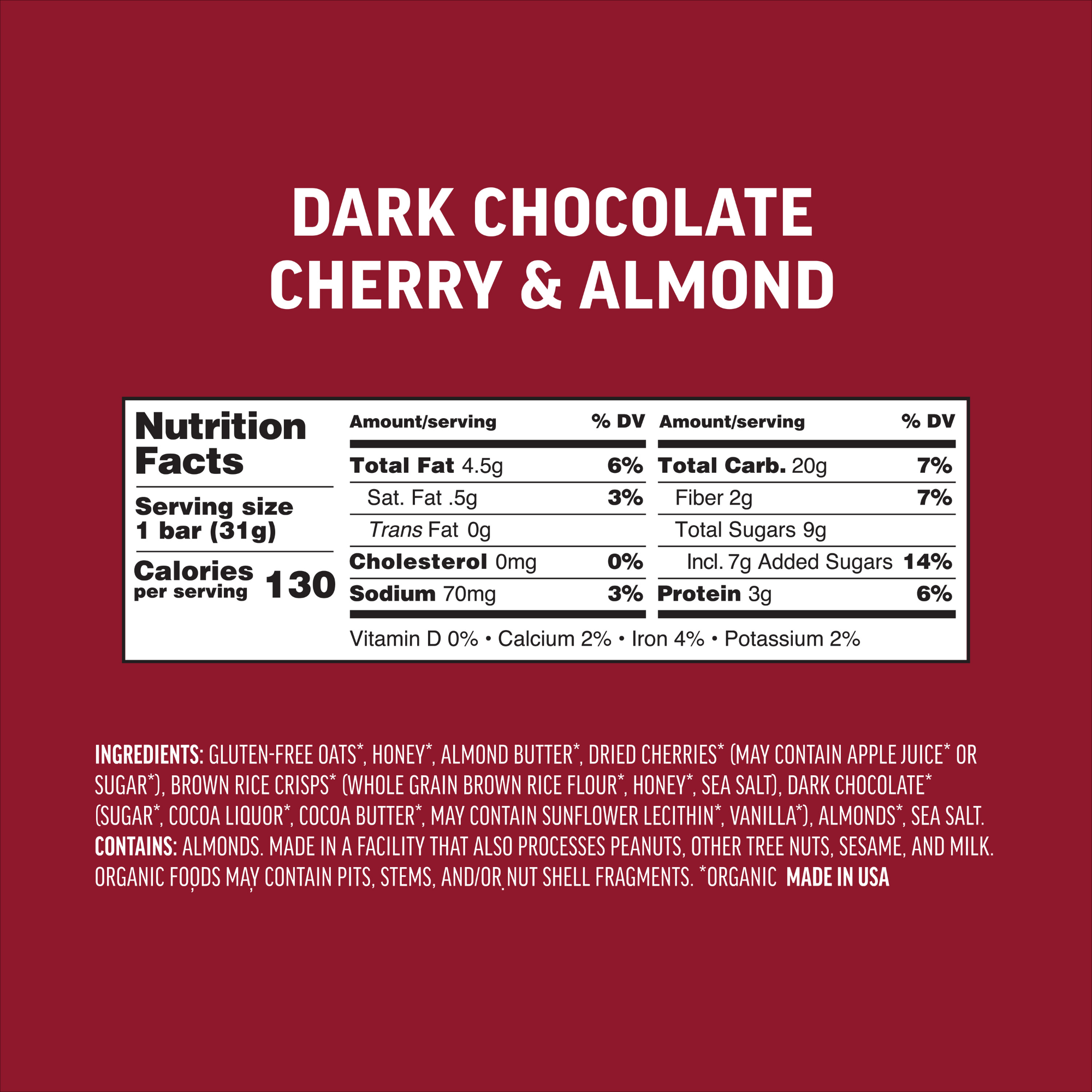 Dark Chocolate Cherry & Almond Mini Bars