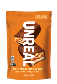 UNREAL - Dark Chocolate Caramel Peanut Nougat Bars (Case of 6 Bags, 5 Bars per Bag - 30 Bars)