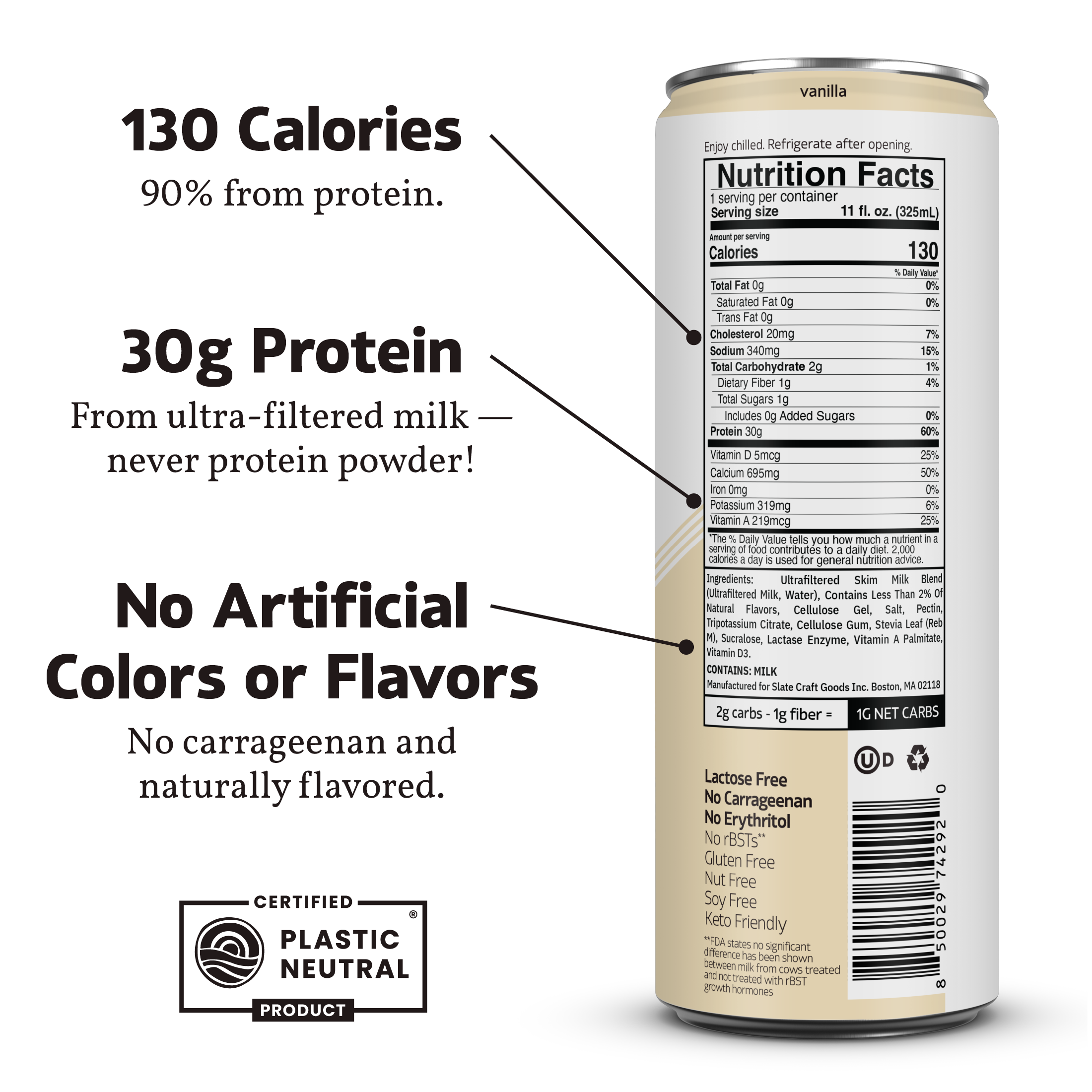 Vanilla 30G nutrition facts