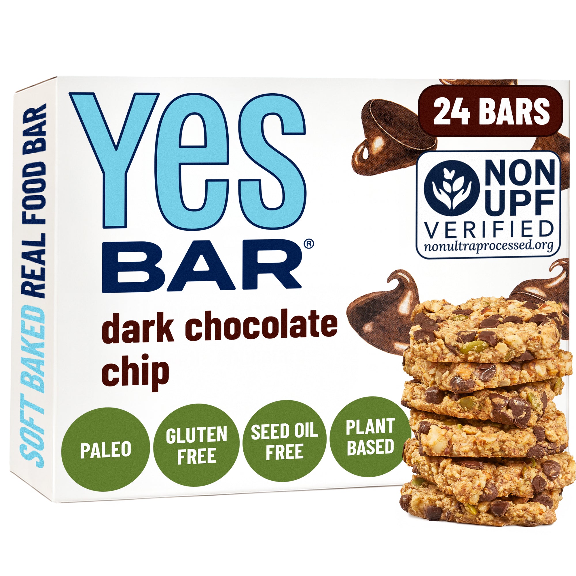 YES BAR Dark Chocolate Chip - The Clean Fuel Bar Athletes Crave (24 Pack)