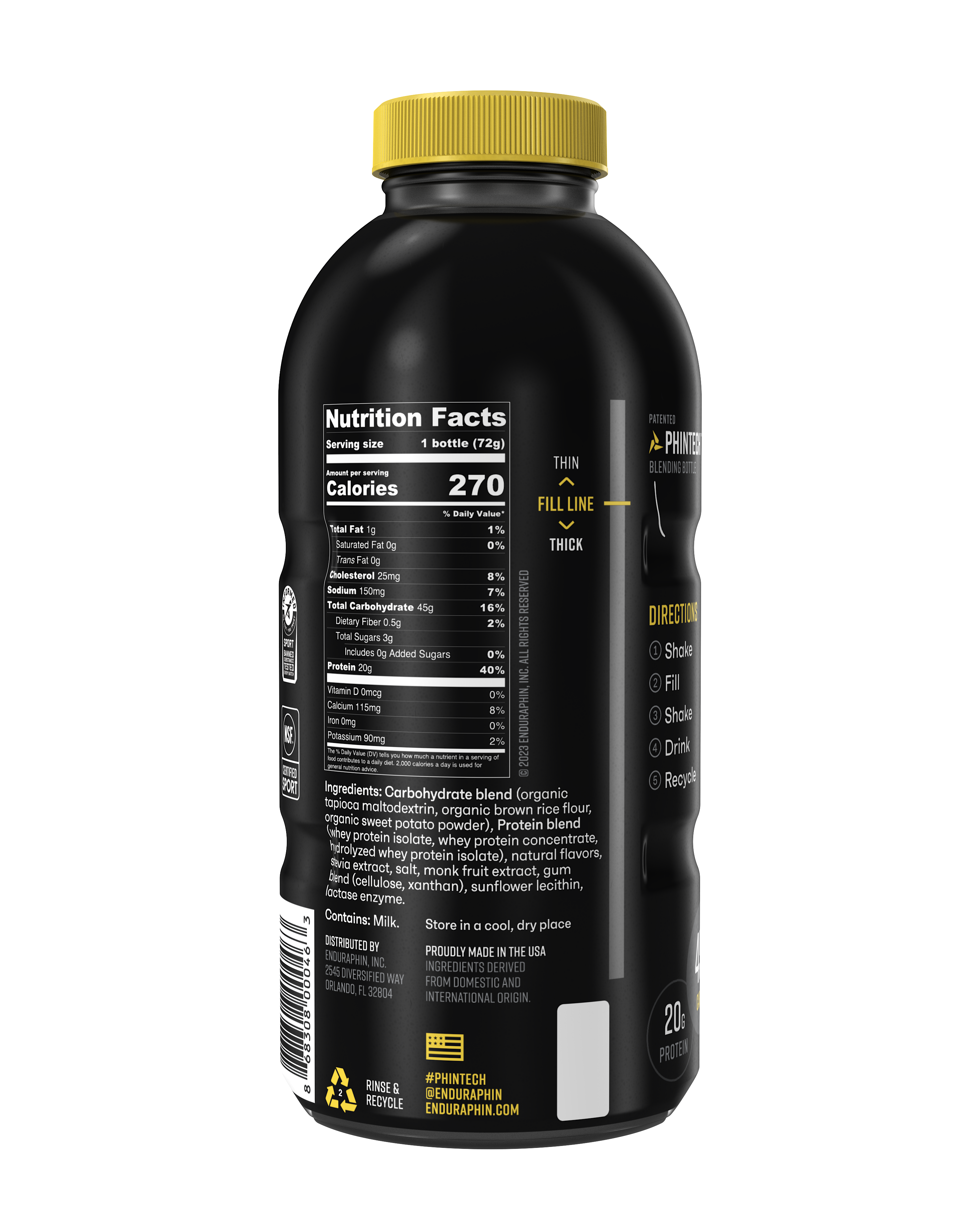 Enduraphin Athletic Fuel PHINTECH™ Bottle - Chocolate